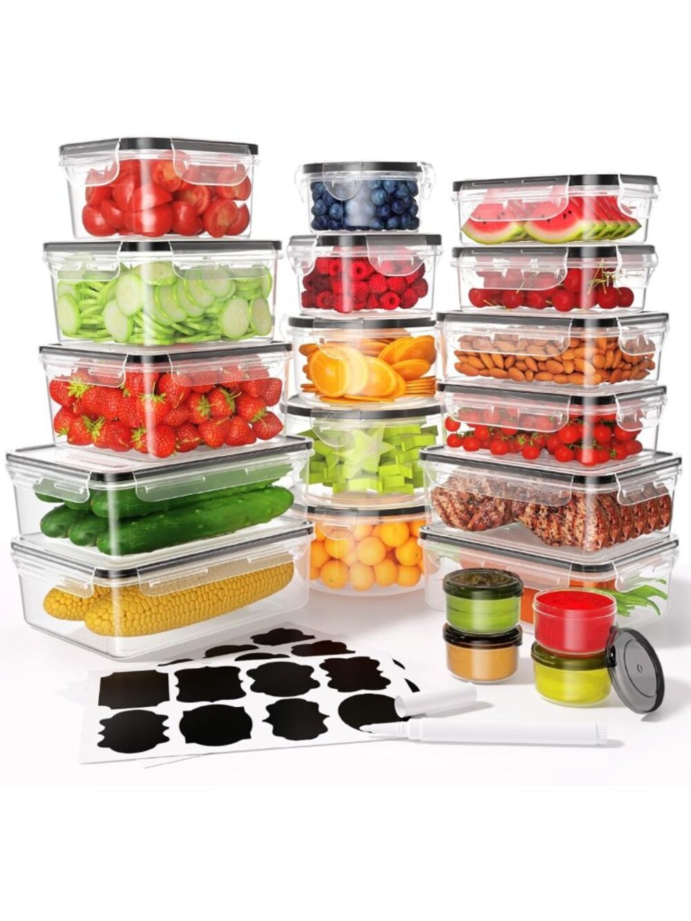 40 PCS Airtight Food Storage Containers Set - Leak Proof, BPA-Free, Microwave